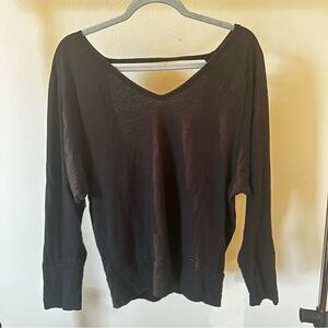Women's Black V-Neck Open Back Top